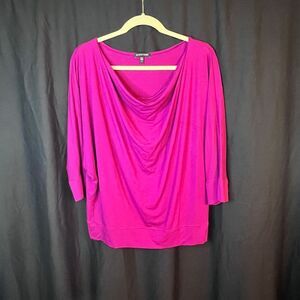 EILEEN FISHER Fuschia Magenta Drape Cowl Neck Top Blouse Women's‎ Size Medium